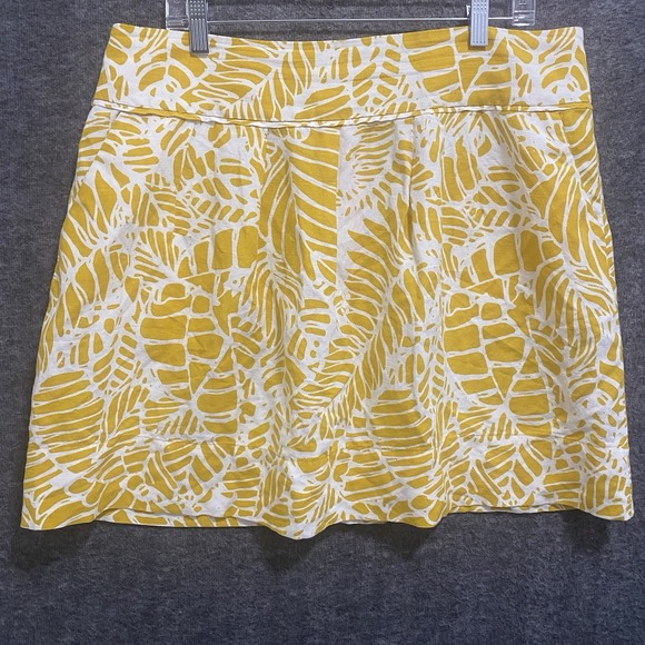 LOFT Dresses & Skirts - Ann Taylor LOFT Skirt Womens 14 Yellow A Line Linen Blend Beach Vacation Coastal